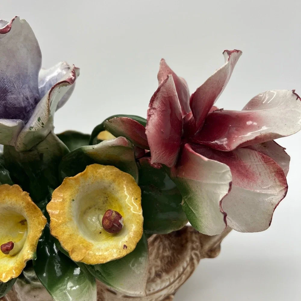 Capodimonte Italy Handcrafted Porcelain Floral Centerpiece Bowl Original Tag